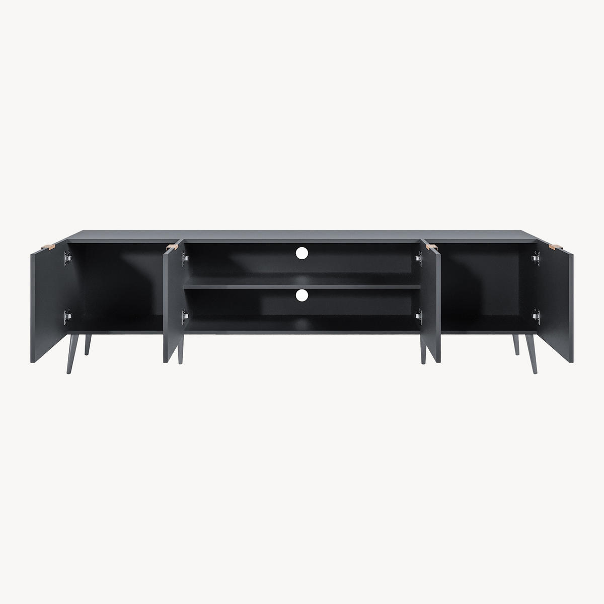 FERNSEHSCHRANK Nand - Schwarz, Holzwerkstoff/Metall (35/51/180cm) - [en.casa]