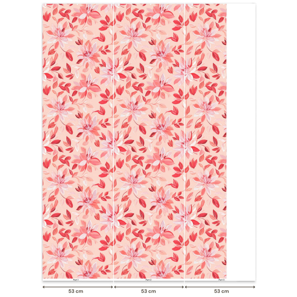 TAPETE - Botanisch - Blumen - Rot - 140x200 cm - Koralle, Papier (140/200cm) - OnlyWow