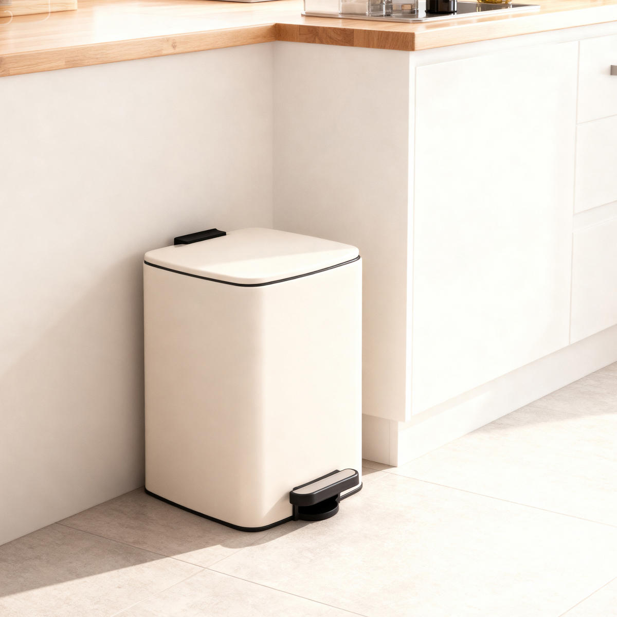 MÜLLEIMER - Beige, Kunststoff/Metall (25/33/30cm) - Relaxdays