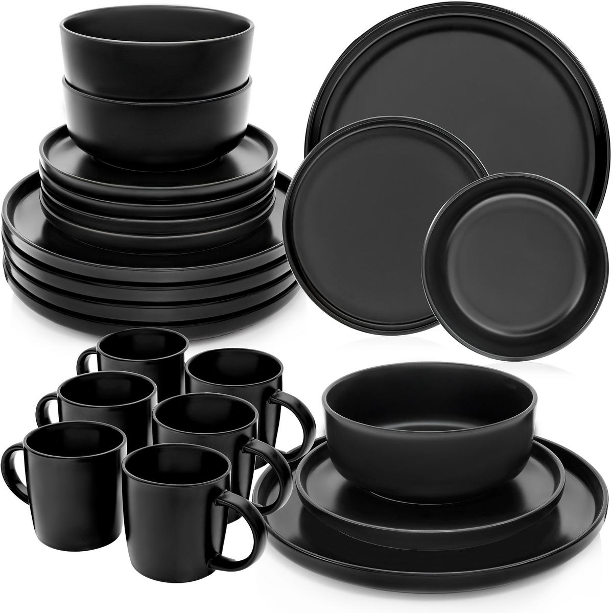 KOMBISERVICE MADEIRA - 24 teilig aus Steingut - Schwarz, Keramik (27/9.5/27cm) - Sänger