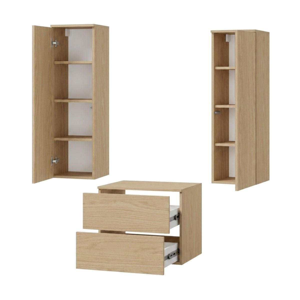 BADMÖBEL-SET Color Frühlings-Eiche 3-Teilig (2S 60 + 1D 100 X2) - Eichefarben, Holzwerkstoff (120/160/45cm) - mzm24