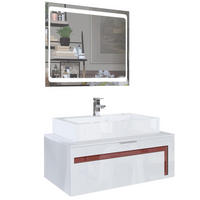 WASCHBECKENUNTERSCHRANK Aloha Absetzungen in Bordeaux Hochglanz - Bordeaux, Holzwerkstoff (96/36/51cm) - Vladon