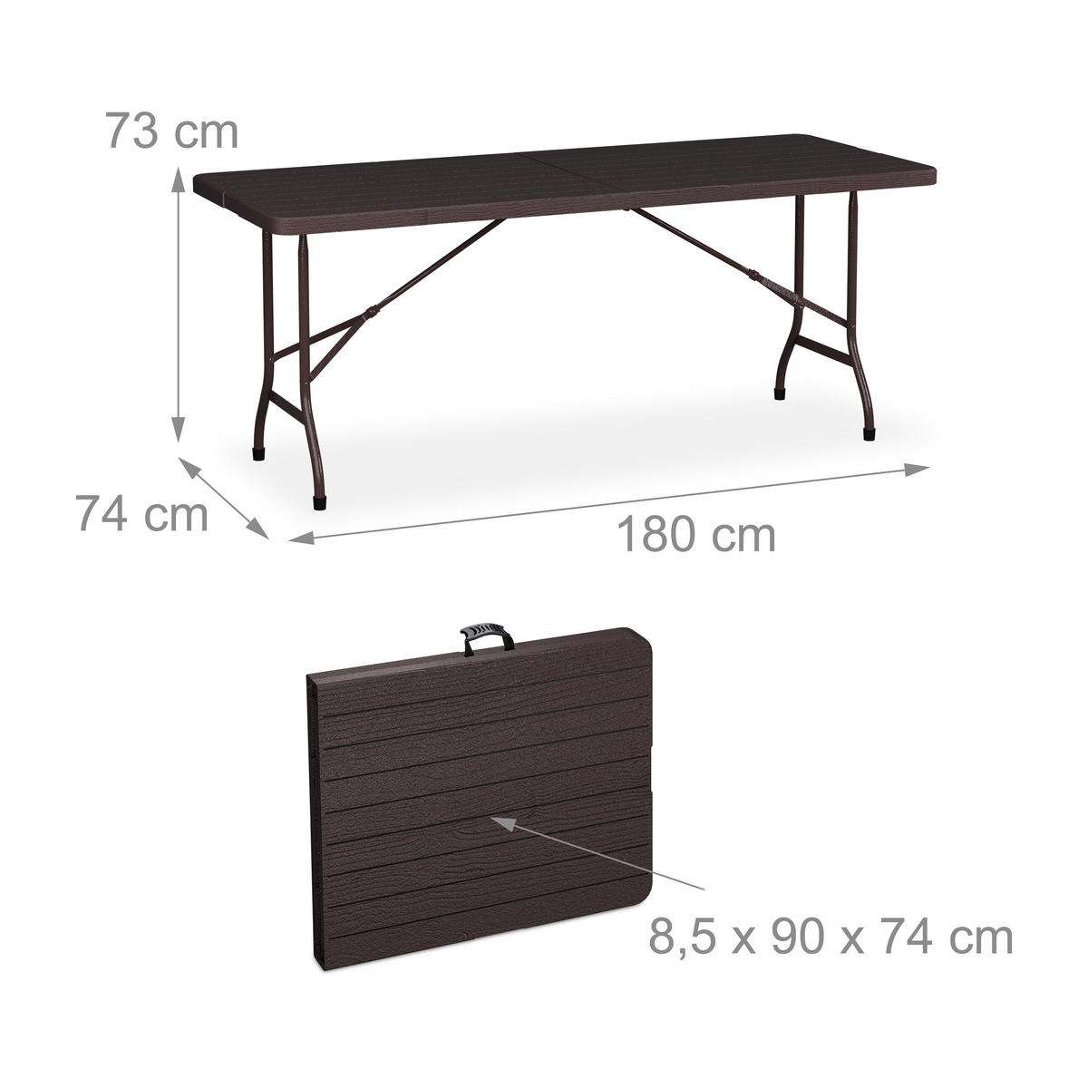 3-TLG.BIERZELTGARNITUR - Braun, Kunststoff/Metall - Relaxdays