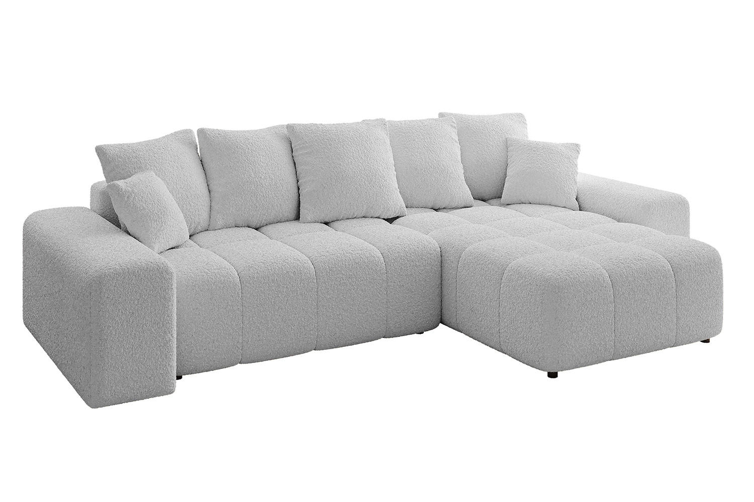 ECKSOFA Ottomane rechts ENIL-L 297x189x68 Hellgrau Bouclé - Hellgrau, Holzwerkstoff/Kunststoff (189/297cm) - ALTDECOR