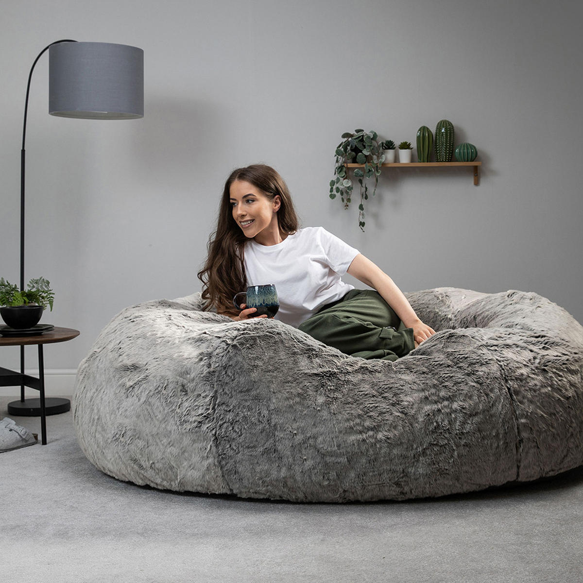RIESENSITZSACK Cloud aus Kunstfell - Grau, Kunststoff (160/45/130cm) - icon