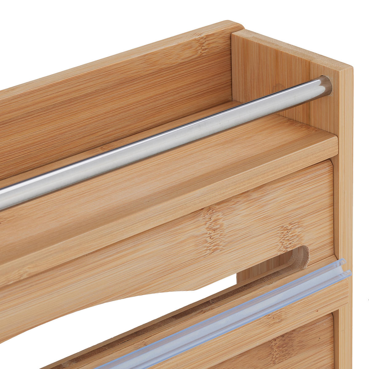 WANDROLLENHALTER - Hellbraun, Holz/Kunststoff (40/40/11.5cm) - Relaxdays