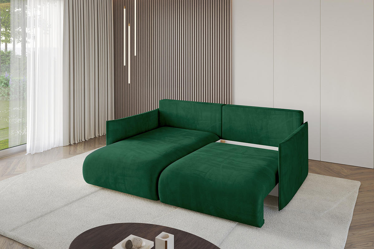 ECKSOFA Ottomane links ONESK-L 216x177x72 Grün Velours - Grün, Holzwerkstoff/Kunststoff (216/177cm) - ALTDECOR