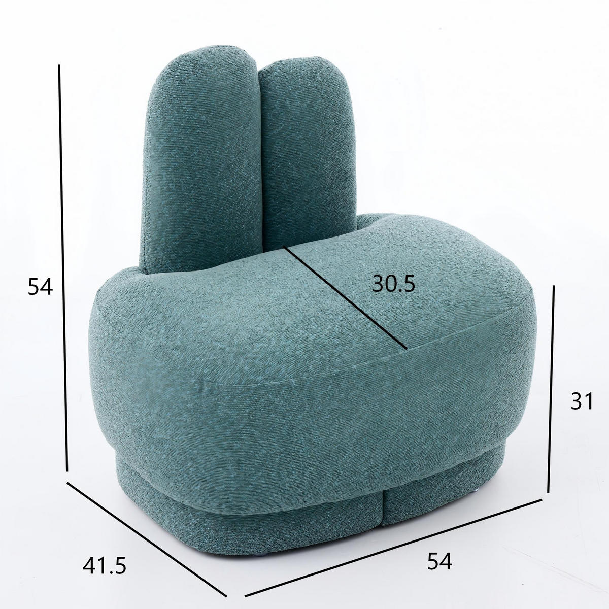 OTTOMAN Bunny-ear tyg stoppad med kaninöron - Grön, Textil (54/54/41.5cm) - Urban Meuble