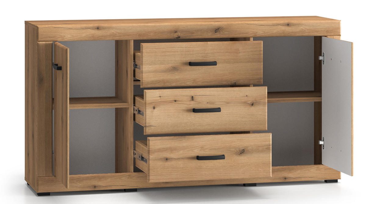 KOMMODE Dora Evoke Eiche 160 / 40 / 85 cm - Eichefarben, Holz/Holzwerkstoff (160/85/40cm) - Feldmann-Wohnen