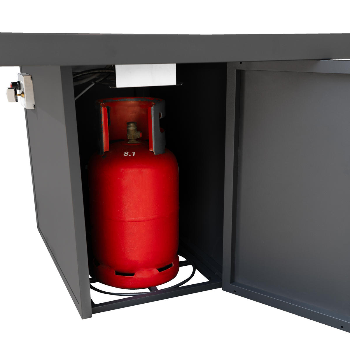 MODULARES GARTENLOUNGE-SET mit integrierter Feuerstelle - Grau, Metall - Monstershop