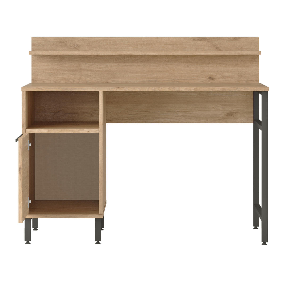BÜROTISCH Fajaarire - Eichefarben/Schwarz, Holzwerkstoff/Metall (120/60/100cm) - [en.casa]