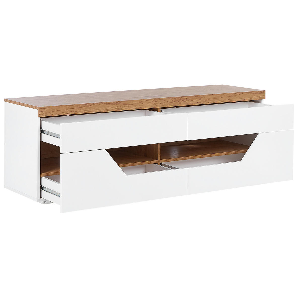 TV OMARICA bela, svetlo rjava CHEVAL 40/140/50 cm - bela, leseni material (140/50/40cm) - Beliani