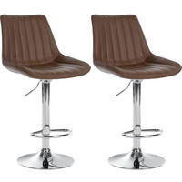 BARHOCKER 2er Set Lederlook braun - Braun, Textil/Metall (49.5/91/50cm) - CLP