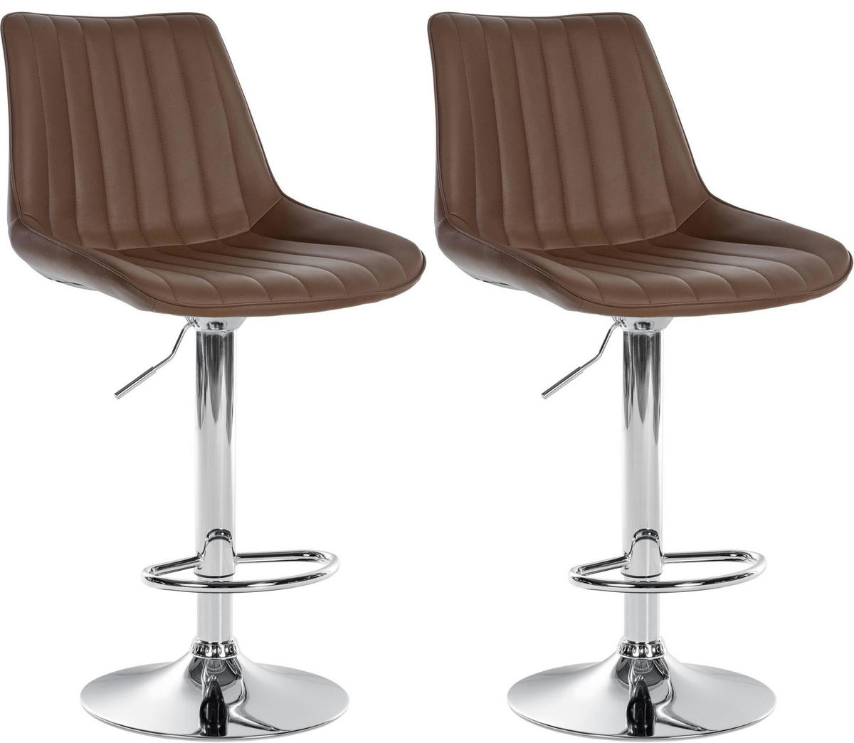 BARHOCKER 2er Set Lederlook braun - Braun, Textil/Metall (49.5/91/50cm) - CLP