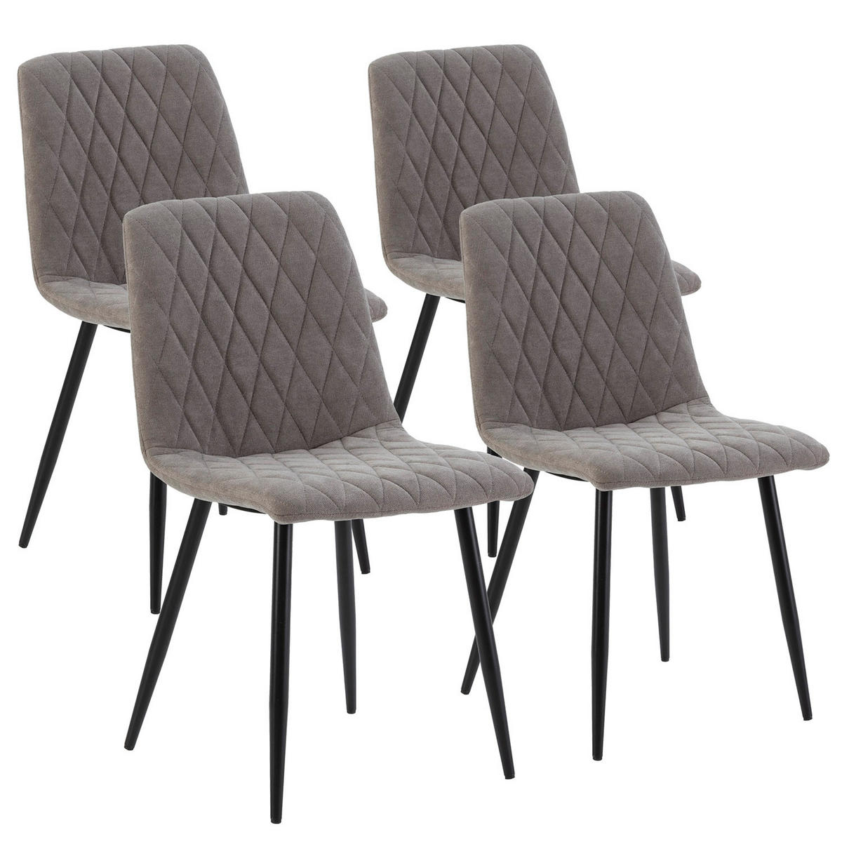STUHL 4er-Set Abril grauer Stoff - Grau, Textil/Metall (45/84/56cm) - VS Venta-stock