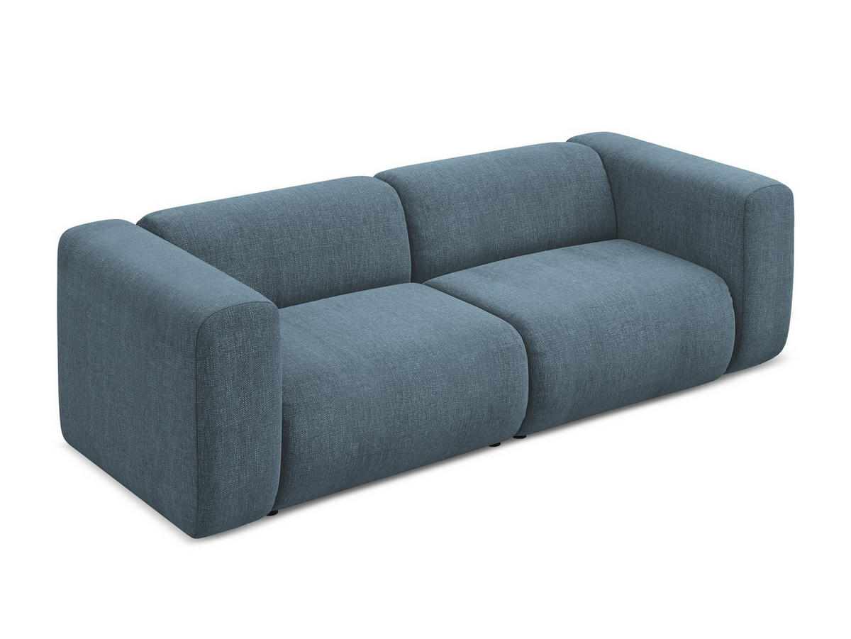 3-SITZER SOFA Chenille Stoff Blau - Blau/Blaugrau, Kunststoff/Textil (228/70/89cm) - Makamii