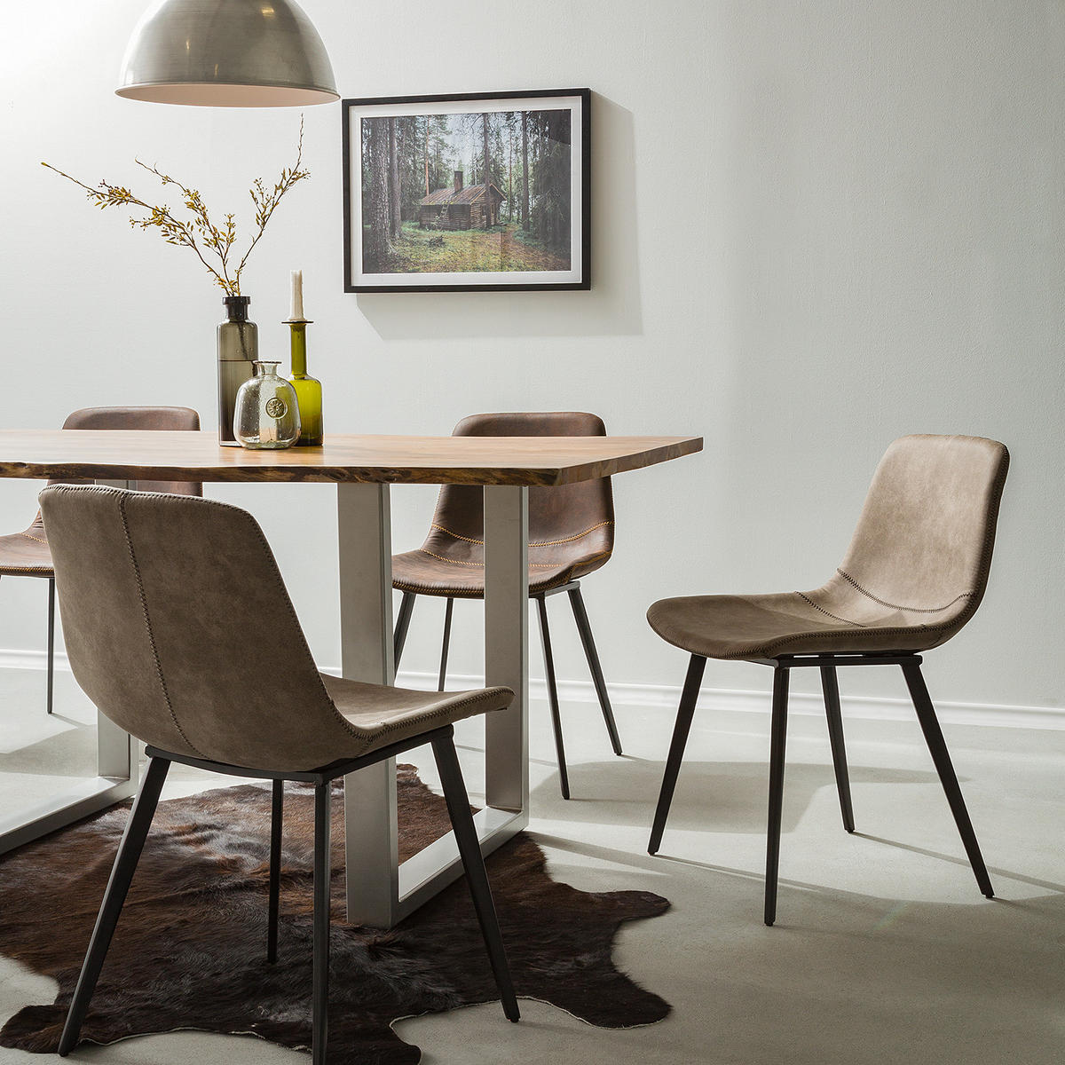 BARSTUHL - Stahl, 2er-Set - Cappuccino, Textil (48/77/60cm) - home24