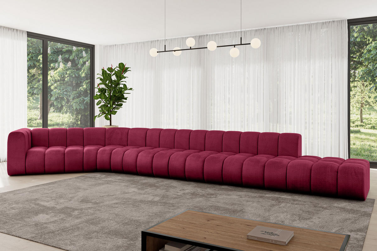 ECKSOFA modulares Sofa Tilmo-L3 - 581x194x70 cm Bordeauxrot - Bordeaux, Holzwerkstoff/Textil (581/194cm) - ALTDECOR