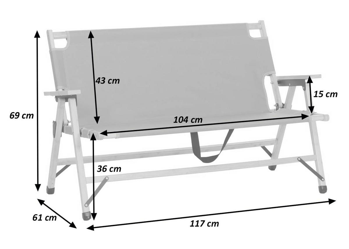 CAMPINGBANK Schwarz - Schwarz, Holz (117/69/61cm) - MCW