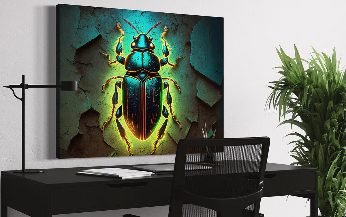 WANDBILD neon insekten tiere - Gelb, Textil (60/40cm) - Feeby