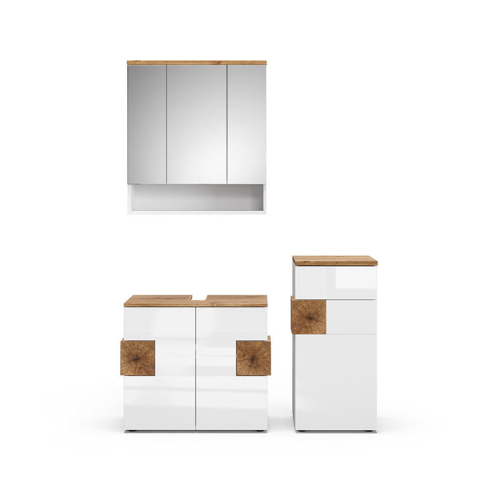 BADRUMSMÖBELSET Eden Vit högblank 3 delar Vit högglans 64/73/37 cm