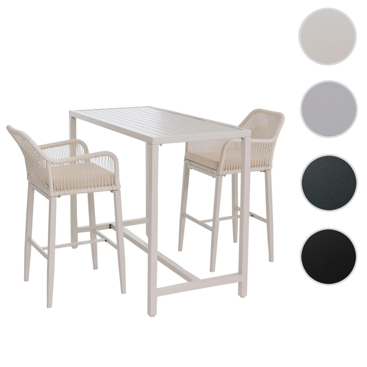 SET BARSKA MIZA + BARSKI STOLI pravokotni Bež 3-delni set - bež, kovina (65/130/105cm) - MCW