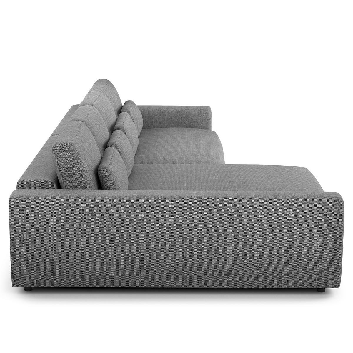 ECKSOFA mit XXL-Longchair - Silberfarben/Schwarz, Kunststoff/Textil (323/182cm) - home24