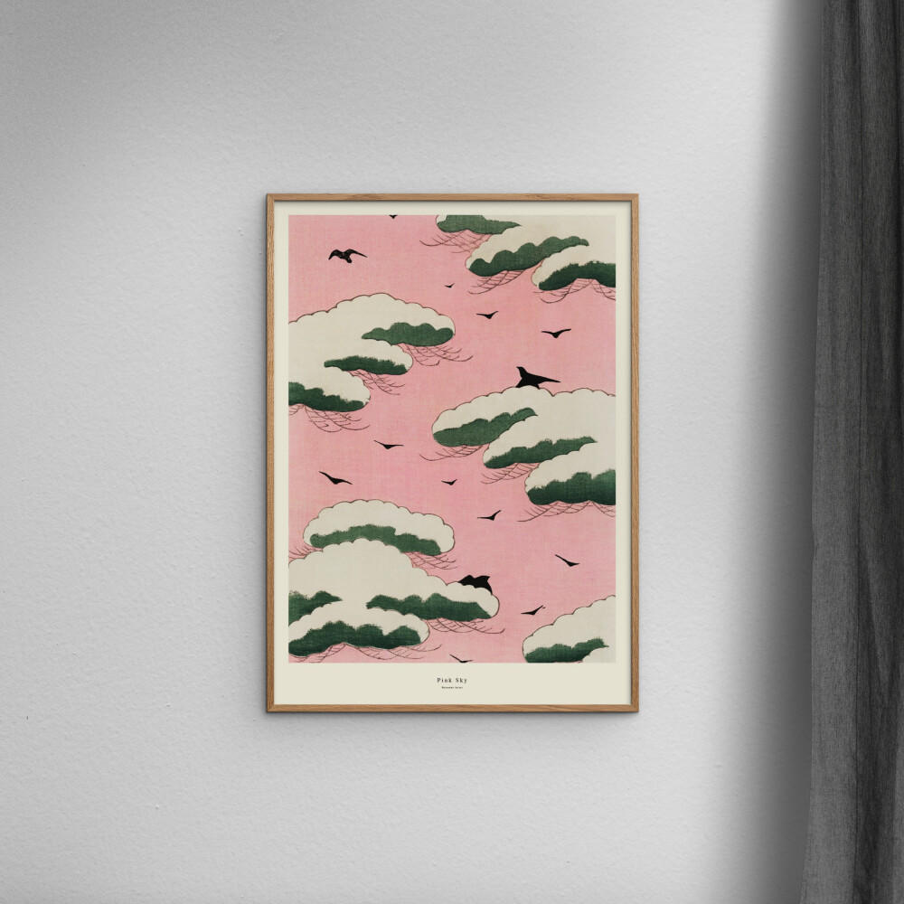 POSTER mit Rahmen A.P. Atelier - Pink Sky - Pink/Eichefarben, Holz/Papier (70/100cm) - Poster&Frame