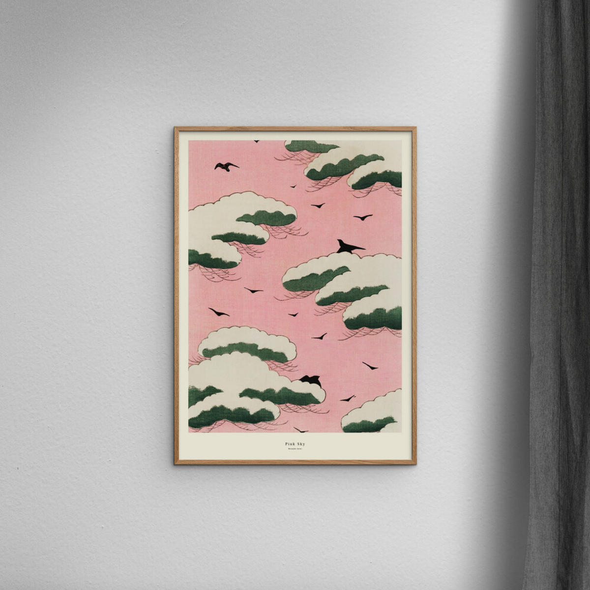 POSTER mit Rahmen A.P. Atelier - Pink Sky - Pink/Eichefarben, Holz/Papier (70/100cm) - Poster&Frame