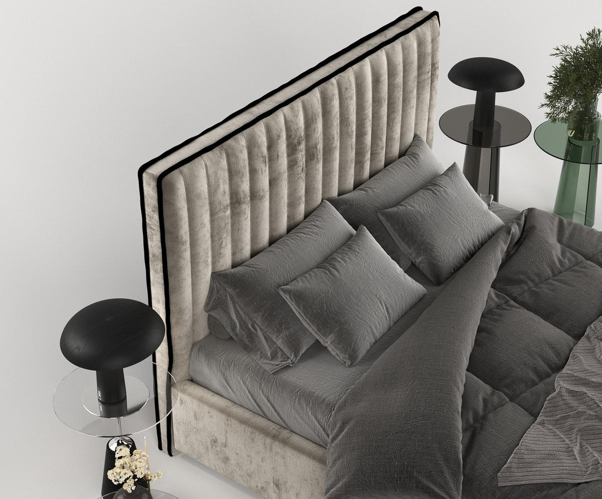POLSTERBETT Breeze Beige 120/200 cm im Chenille-Stoff - Beige/Silberfarben, Holz/Holzwerkstoff (120/200cm) - Maison de Reve
