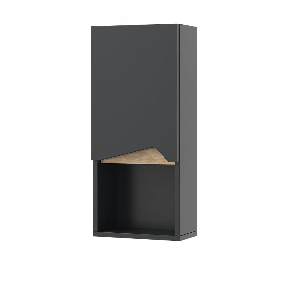 BADSCHRANK Marelle Anthrazit 30 x 67 cm mit Tür und offenem Fach - Anthrazit, Holzwerkstoff (30/67/17cm) - Vicco