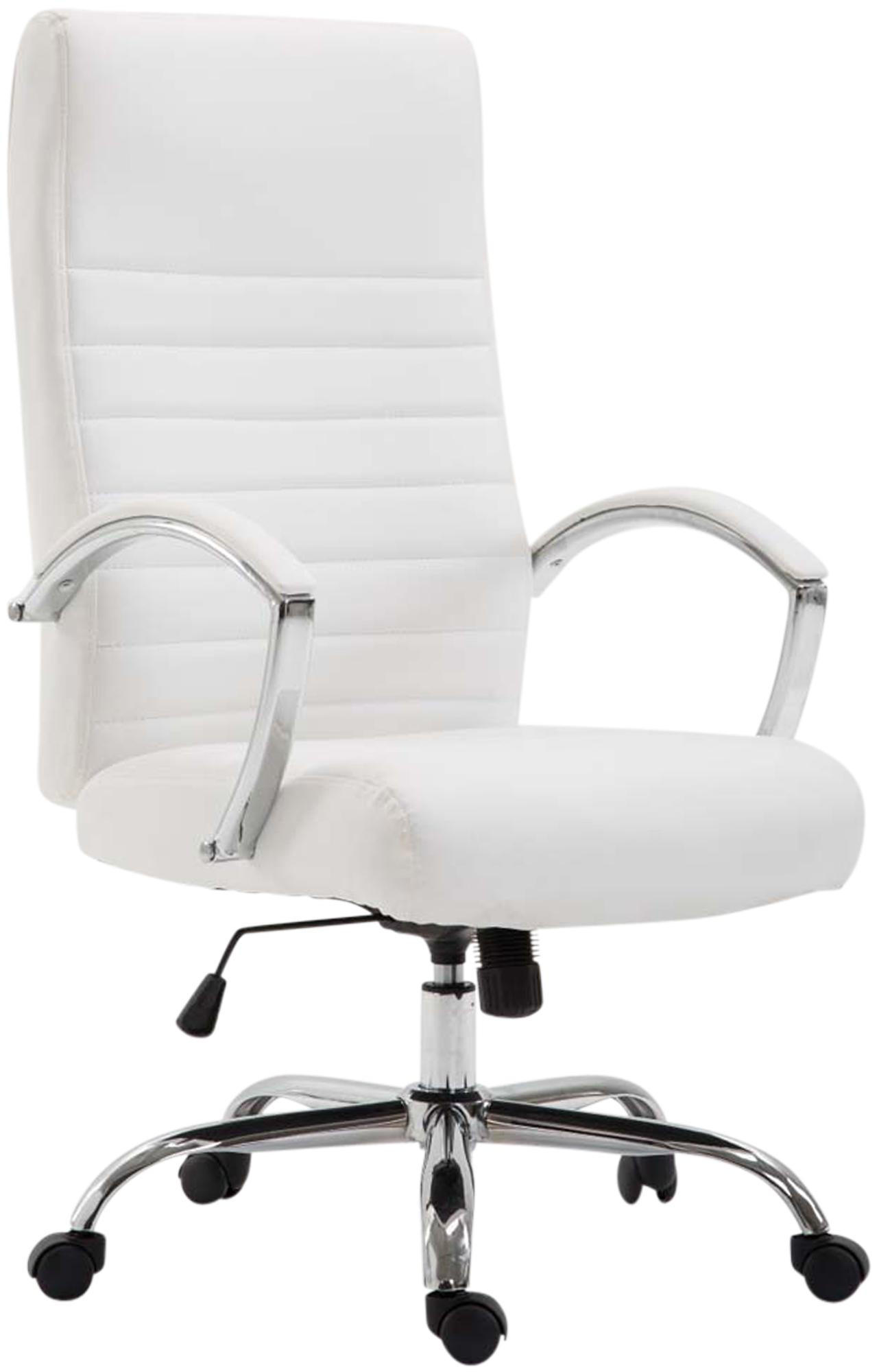 CHEFSESSEL Lederlook Weiß - Chromfarben/Weiß, Textil/Metall (60/110/68cm) - CLP