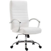 CHEFSESSEL Lederlook Weiß - Chromfarben/Weiß, Textil/Metall (60/110/68cm) - CLP