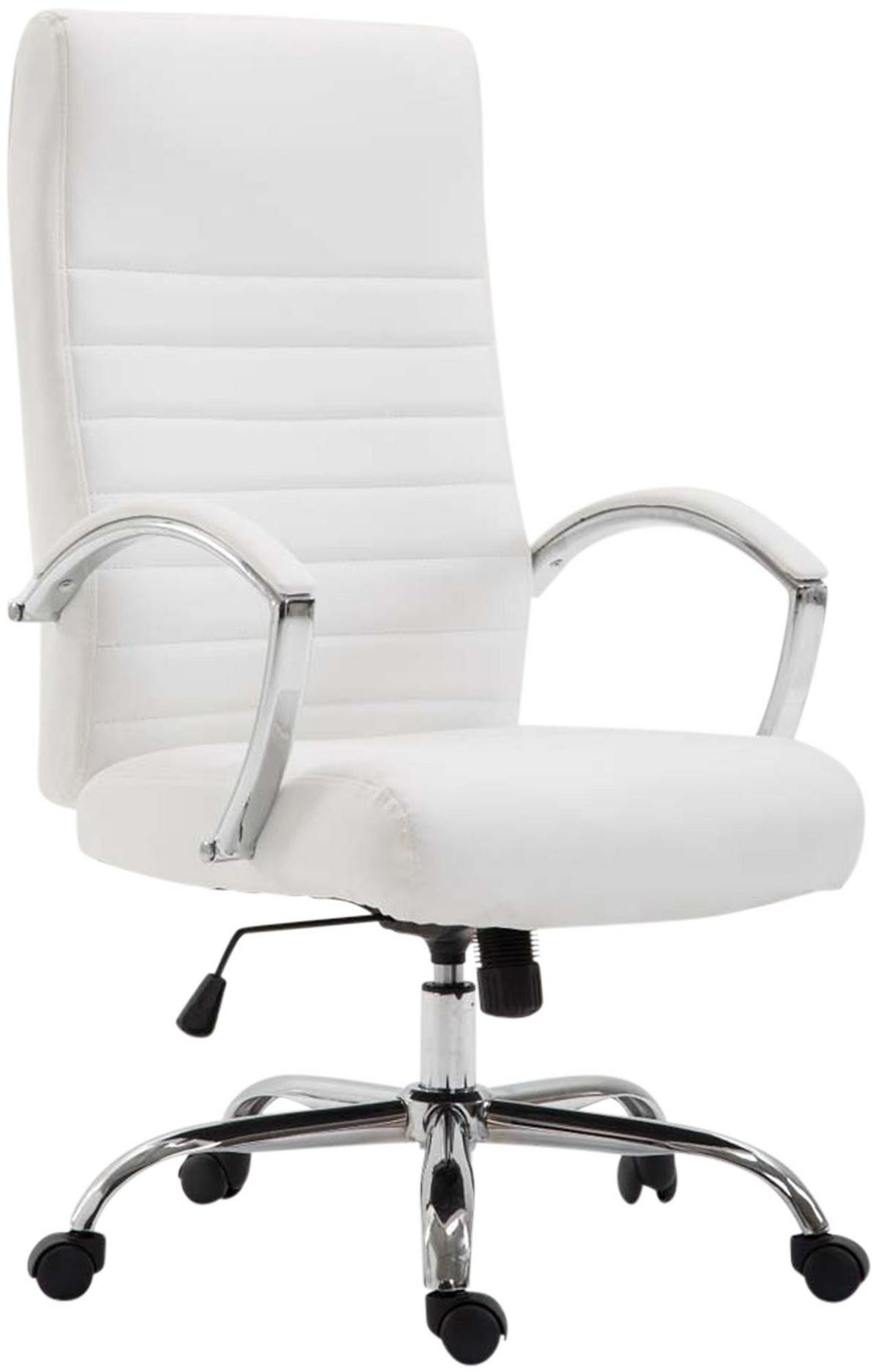 CHEFSESSEL Lederlook Weiß - Chromfarben/Weiß, Textil/Metall (60/110/68cm) - CLP
