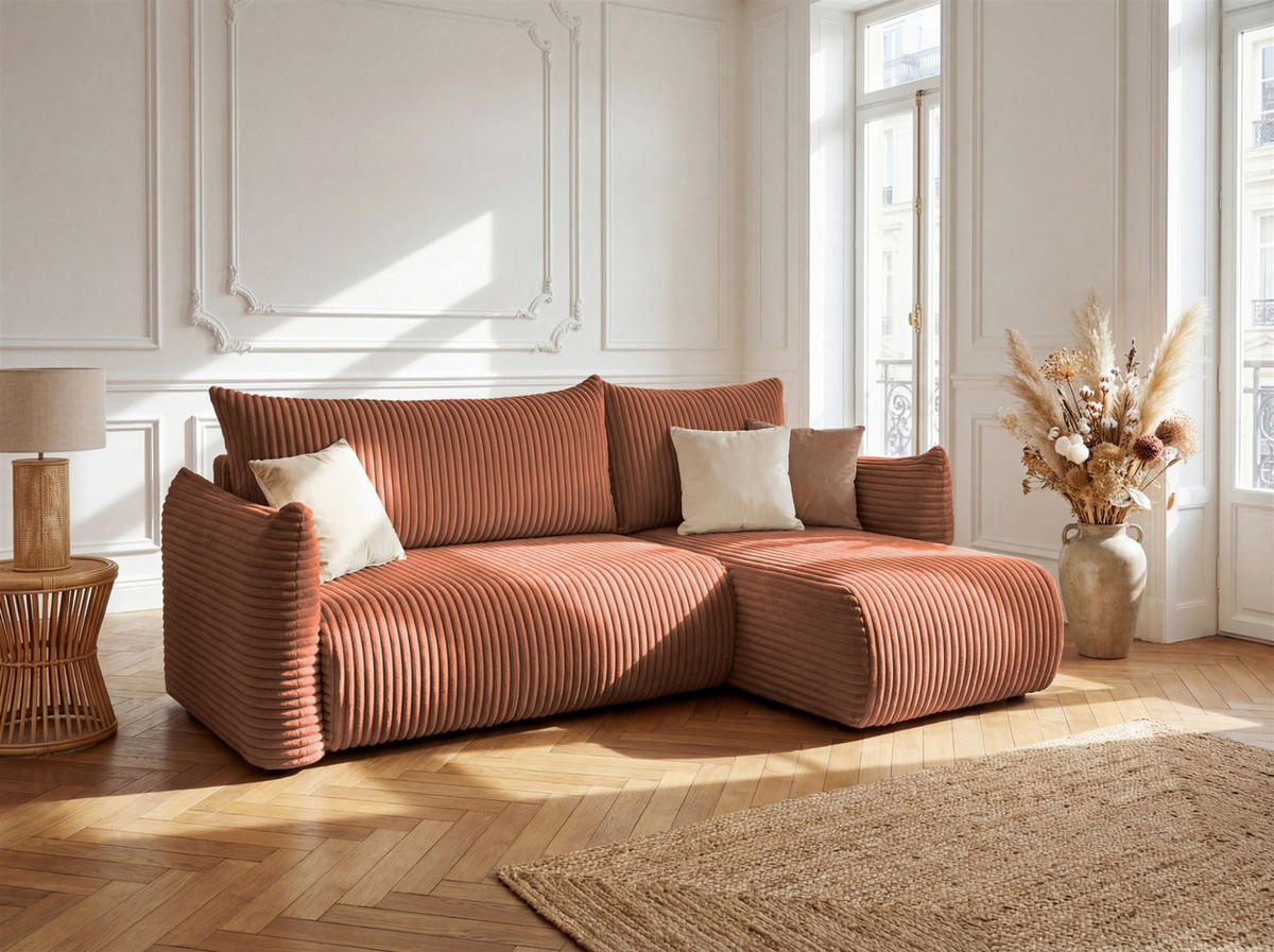 ECKSOFA Mailand Xs Mit Schlaffunktion - Braun, Holzwerkstoff/Textil (226/154cm) - Fun Möbel