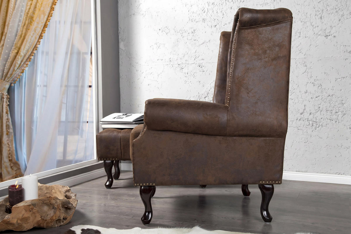 SESSEL CHESTERFIELD Microfaser Braun 105 cm - Braun, Holz/Textil (85/105/75cm) - riess-ambiente