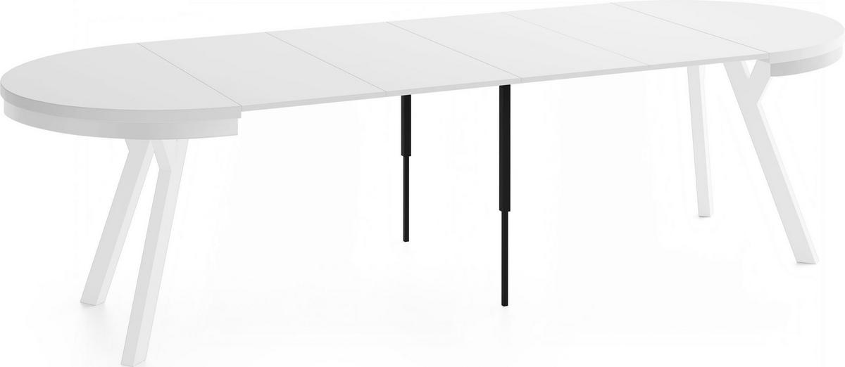 ESSTISCH Vero Neo Weiß rund ausziehbar verlängerbar, Weiß 100-300/100/77 cm - Weiß, Holz/Holzwerkstoff (100/100/77cm) - WFL GROUP