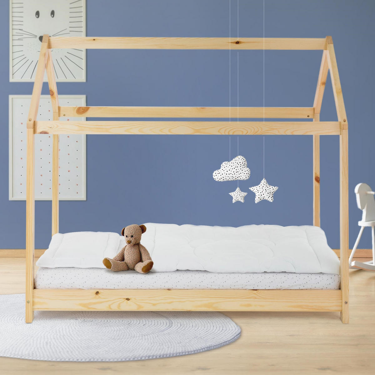 KINDERBETT mit Dach 80x160 cm Natur - Naturfarben, Holz (80/160cm) - ML-DESIGN