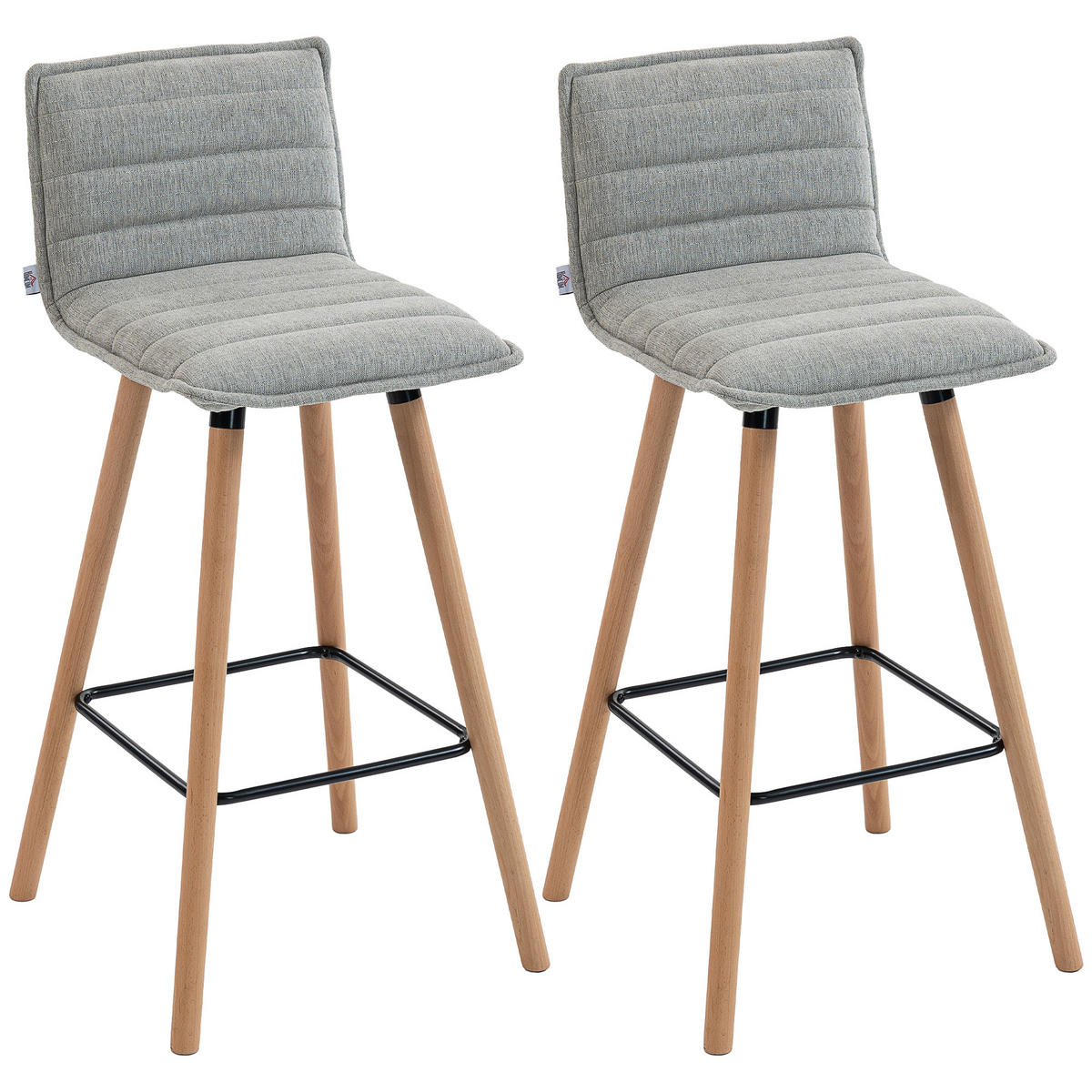 BARHOCKER 2er-Set DE-14800 gepolstert mit Rückenlehne & Fußstütze Grau - Grau, Holzwerkstoff (48/99.5/48cm) - ComfortXL