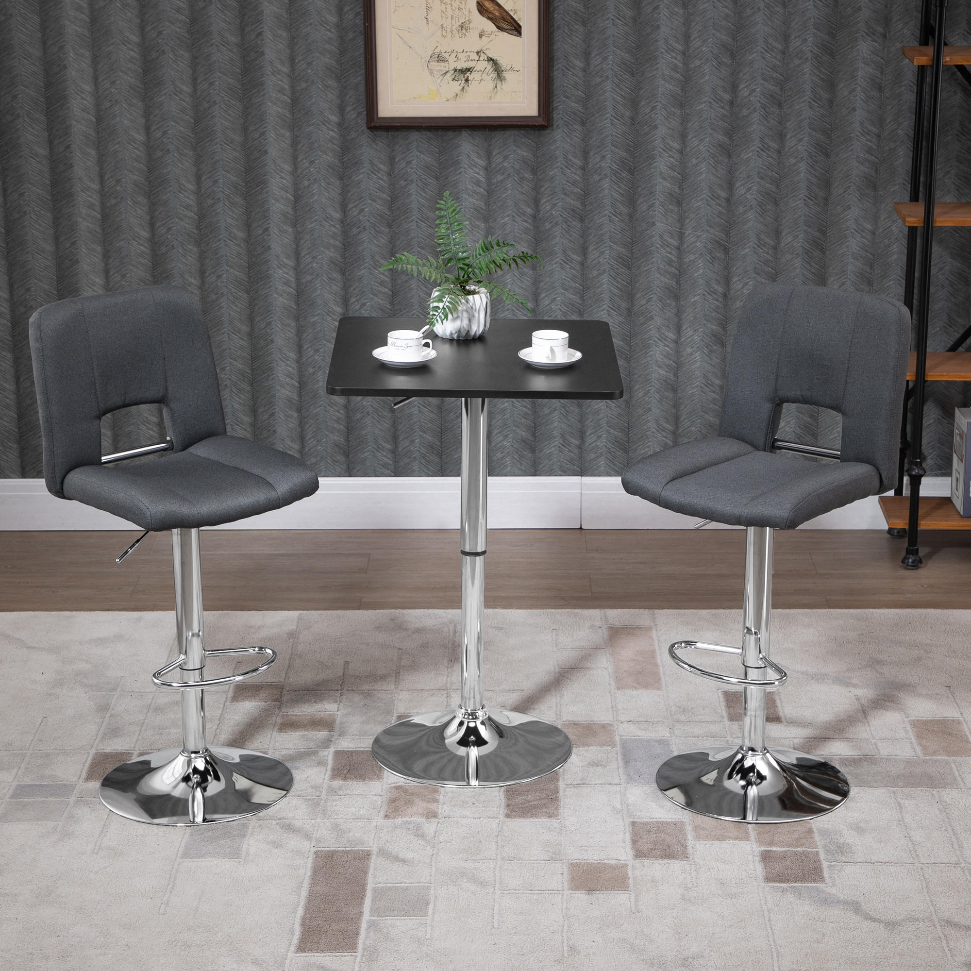 BARTISCH Höhenverstellbar Stehtisch mit Drehbar Tischplatte für Wohnzimmer - Schwarz, Holzwerkstoff (60/60/91cm) - HOMCOM