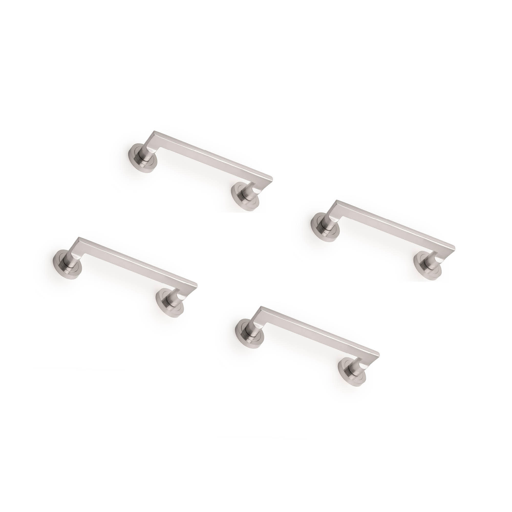 GRIFFE Gerade, mit Rosetten 50mm Durchmesser für Schiebetüren, Aluminium, Nickel satiniert 4er-set - Silberfarben, Metall (20/18/28cm) - EMUCA
