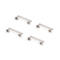 GRIFFE Gerade, mit Rosetten 50mm Durchmesser für Schiebetüren, Aluminium, Nickel satiniert 4er-set - Silberfarben, Metall (20/18/28cm) - EMUCA
