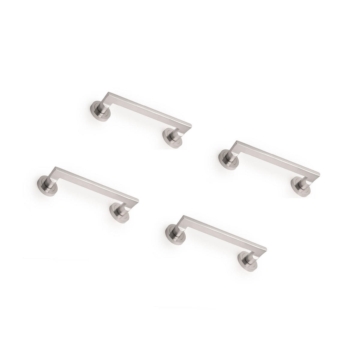 GRIFFE Gerade, mit Rosetten 50mm Durchmesser für Schiebetüren, Aluminium, Nickel satiniert 4er-set - Silberfarben, Metall (20/18/28cm) - EMUCA