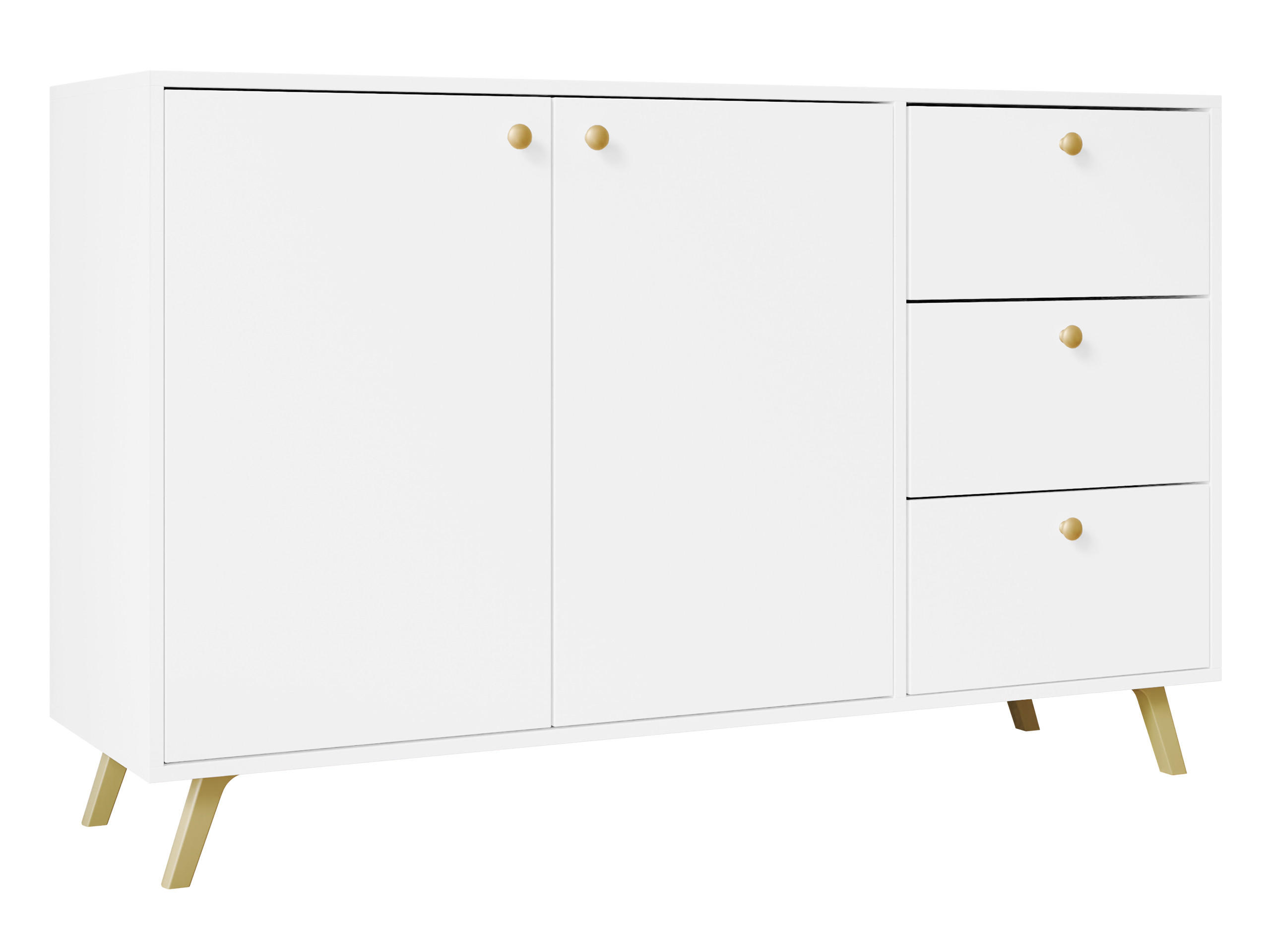KOMBIKOMMODE Siena 2D3S - Goldfarben/Weiß, Holzwerkstoff/Metall (138/86/41cm) - MIRJAN24