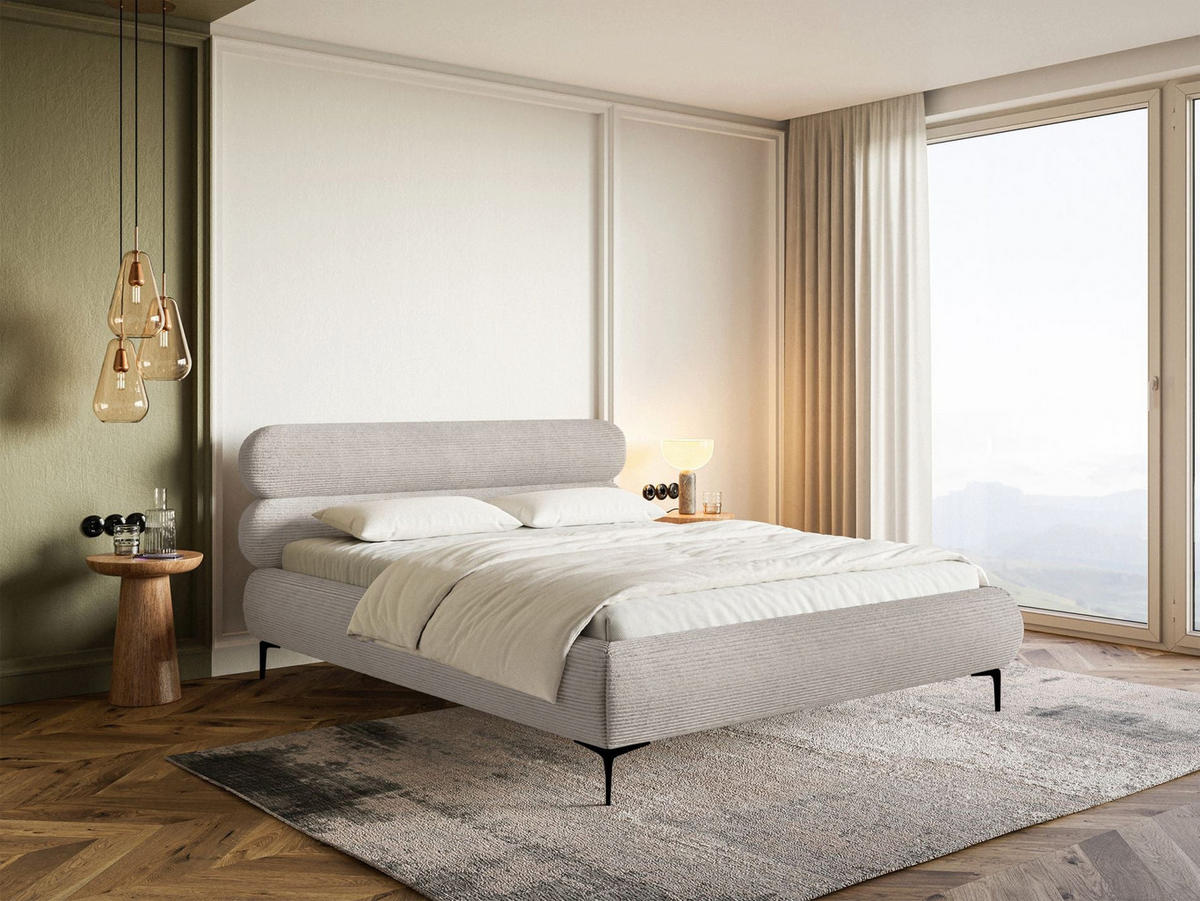 POLSTERBETT Roule Cord Greige 140x200 cm - Taupe/Goldfarben, Textil/Metall (140/200cm) - Selsey