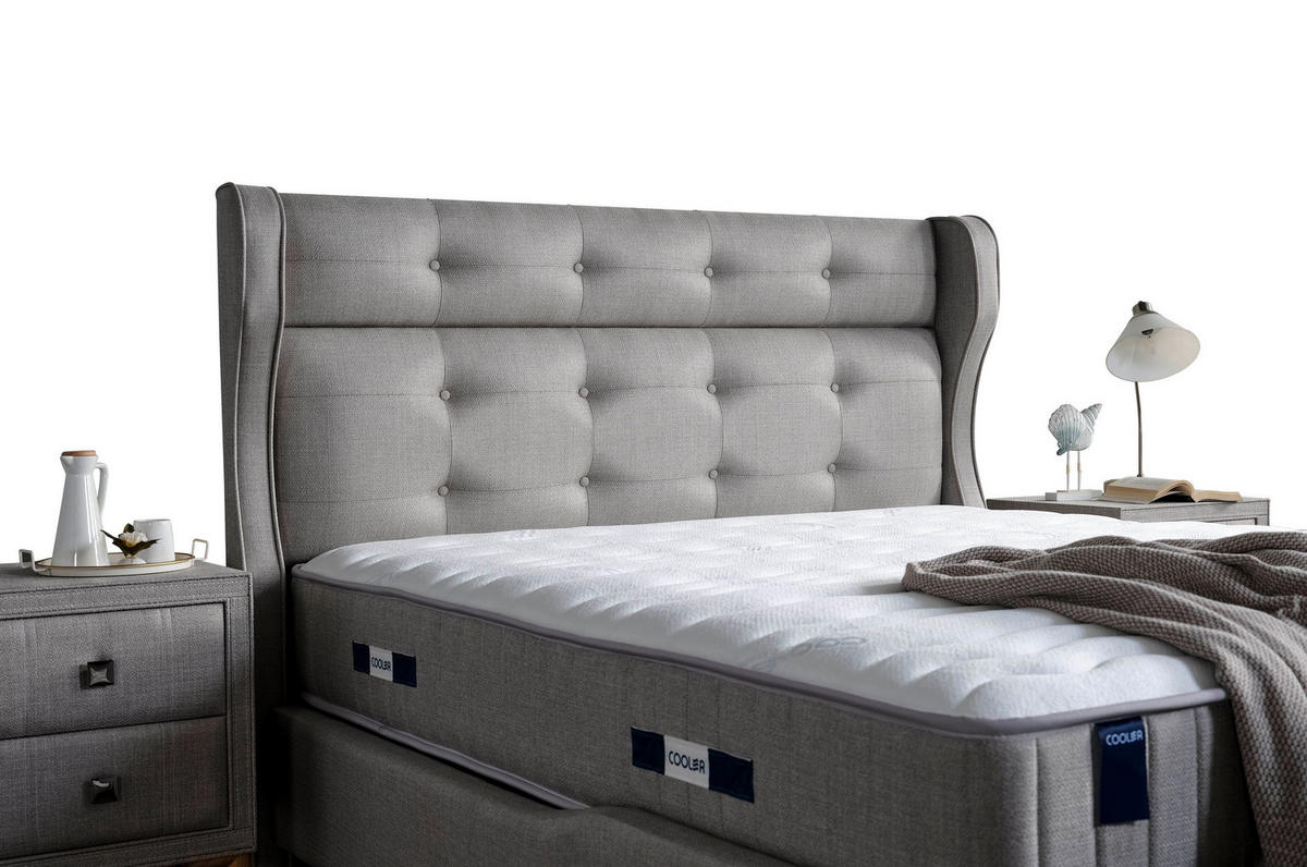 POLSTERBETT-SET Cooler 180x200 Grau - Bett inkl. Matratze - Grau, Metall (180/200cm) - Villa Möbel