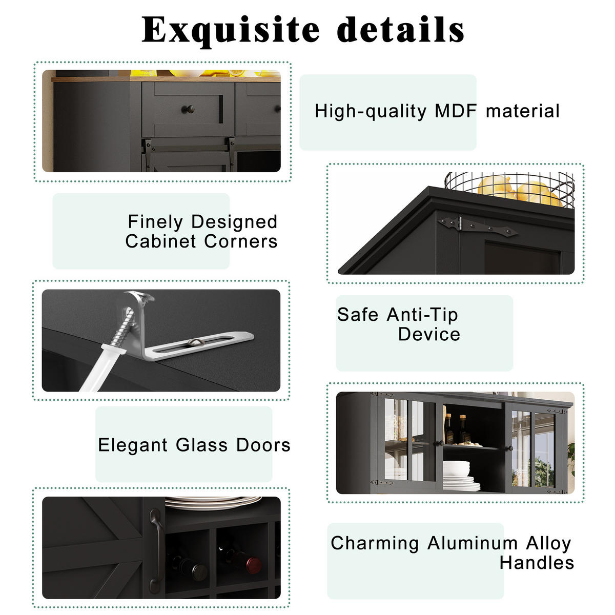 BUFFETSCHRANK Schwarz 105/38.4/180 cm - Schwarz, Holz (105/180/38.4cm) - PANGIVO