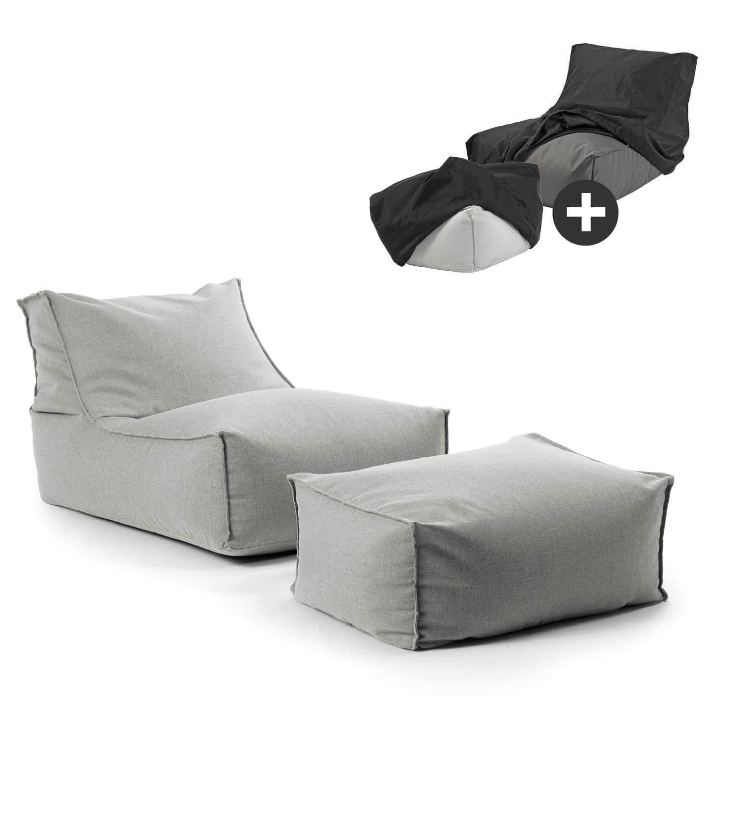 SITZSACK mit Hocker und Hülle Der Sundowner - Grau, Textil (65/65/100cm) - Mokebo