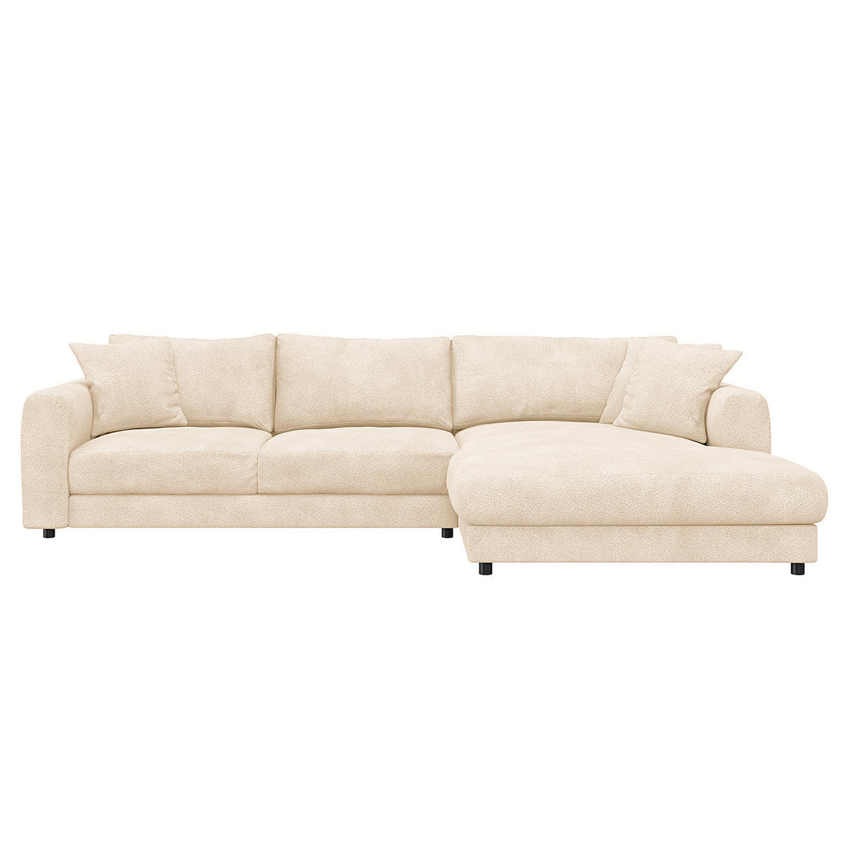 ECKSOFA mit Longchair - Beige/Schwarz, Holz/Kunststoff (286/183cm) - home24