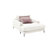 LONGSEAT CARA Weiß Cord - Schwarz/Weiß, Textil/Metall (132/84/170cm) - KAWOLA